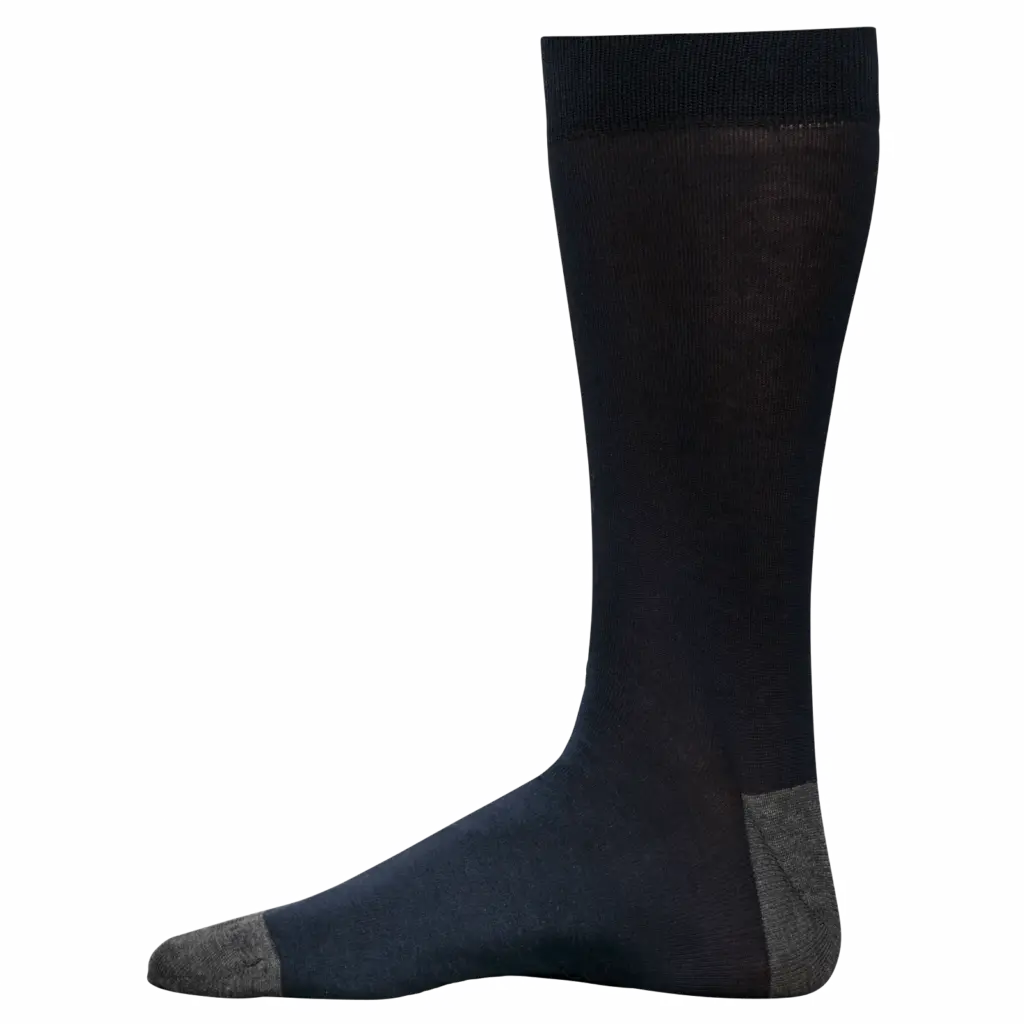 PS_K817_NAVY-DARKGREYHEATHER - Hidalgo Halflange, geklede sokken van gemerceriseerd katoen - 'Origine France Garantie', navy / dark grey heather — productfoto 5