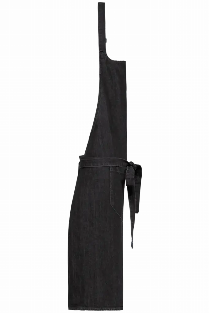 Katoenen schort met zak, black denim — productfoto 8