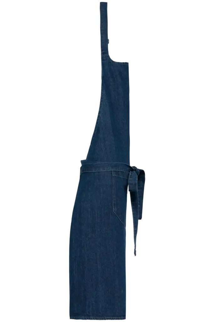Katoenen schort met zak, denim — productfoto 16