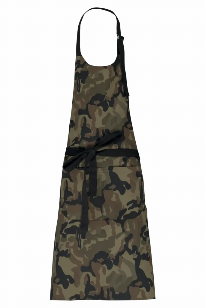 Katoenen schort met zak, olive camouflage — productfoto 28