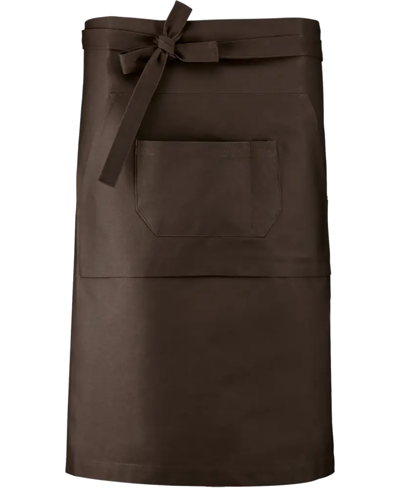 Katoenen lang schort, chocolate — productfoto 7