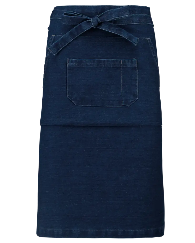 Katoenen lang schort, denim — productfoto 9