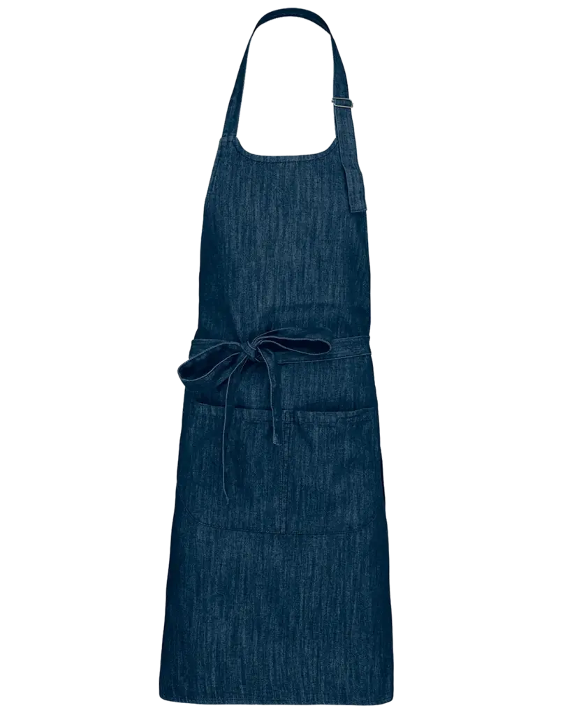 Schort van Polykatoen met zak, denim — productfoto 14