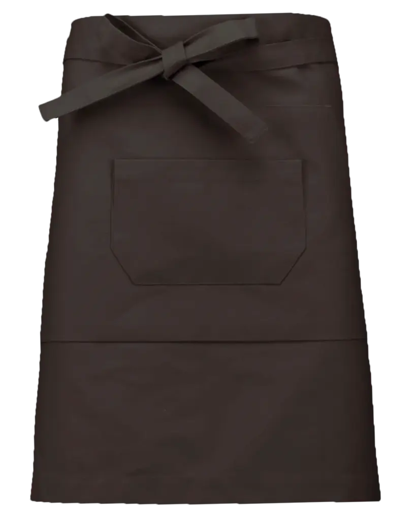 Katoenen halflang schort, chocolate — productfoto 7