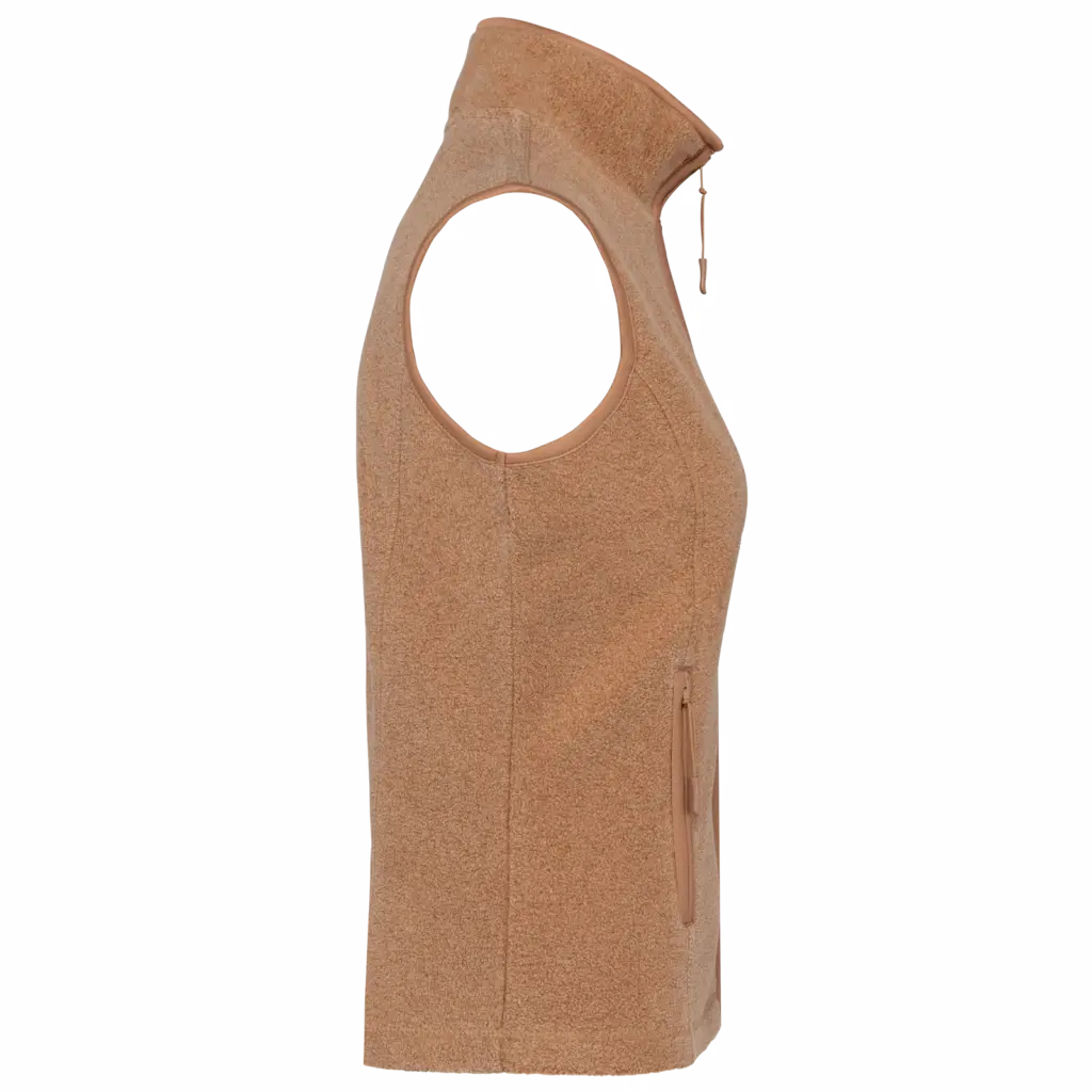 Bodywarmer van microfleece dames, camel heather — productfoto 8