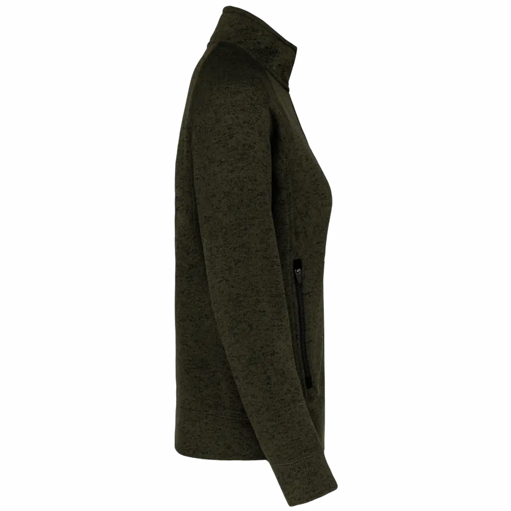 Heather damesvest met rits, dark khaki melange — productfoto 6