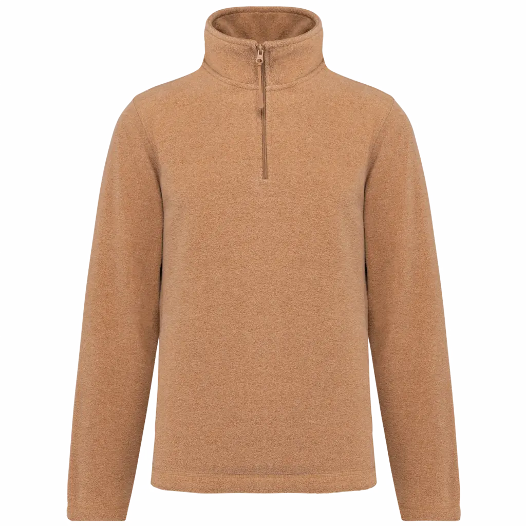 Enzo - Fleece met ritskraag, camel heather — productfoto 25