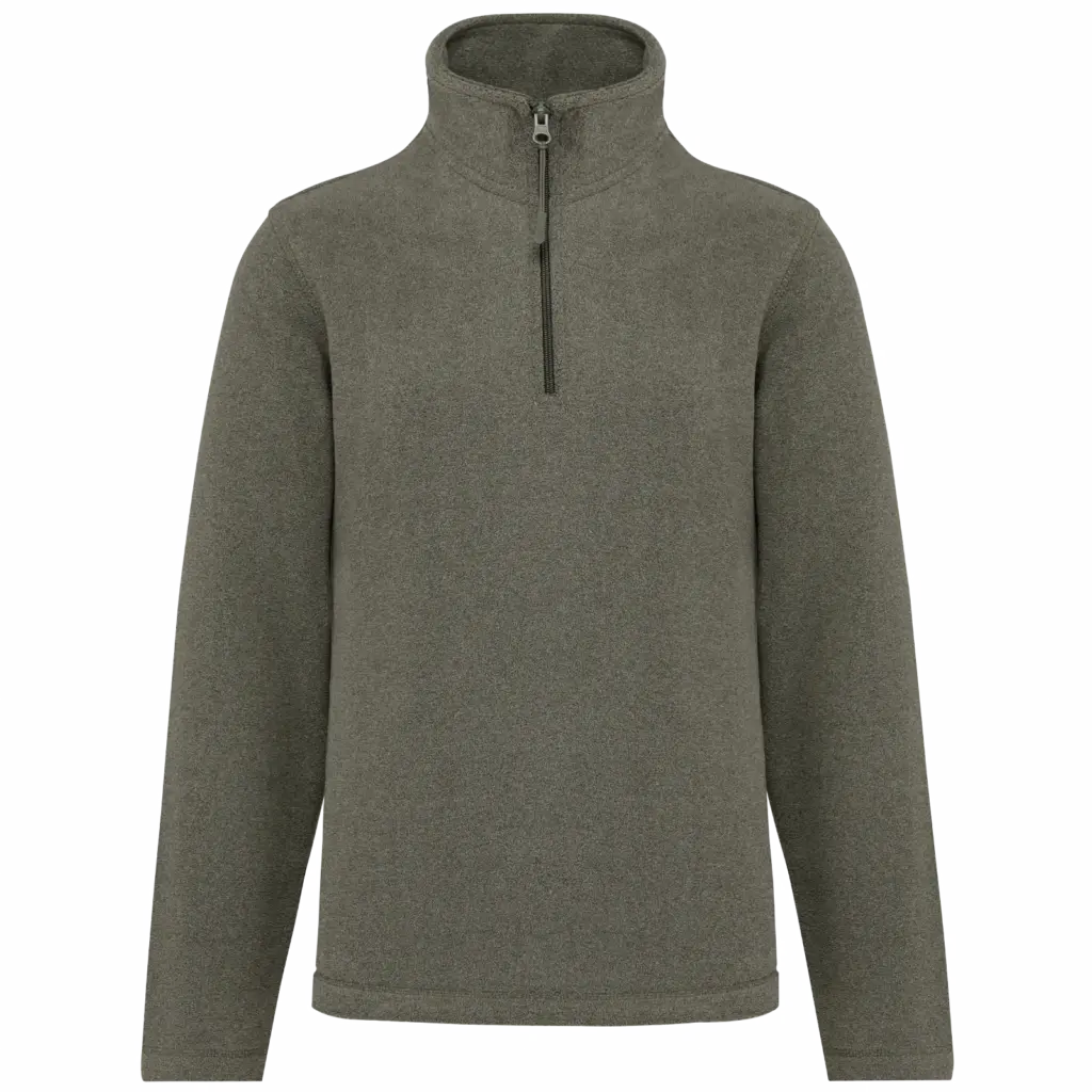 Enzo - Fleece met ritskraag, green marble heather — productfoto 33