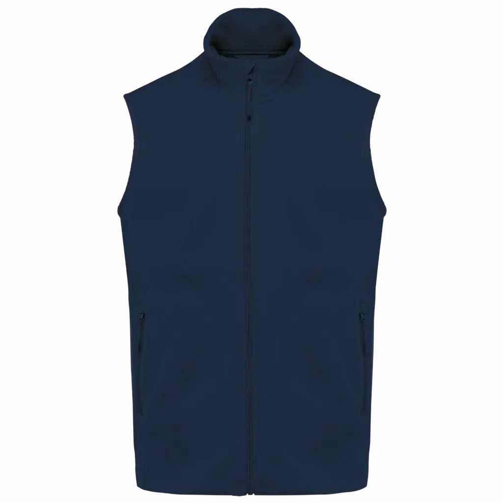 Ecologische uniseks bodywarmer van microfleece, navy — productfoto 7