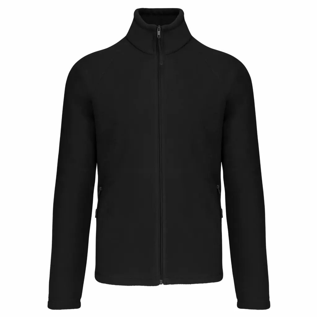 Microfleece met rits en raglanmouwen heren, black — productfoto 6