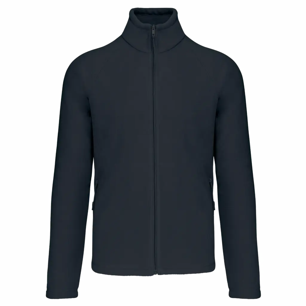 Microfleece met rits en raglanmouwen heren, navy — productfoto 10