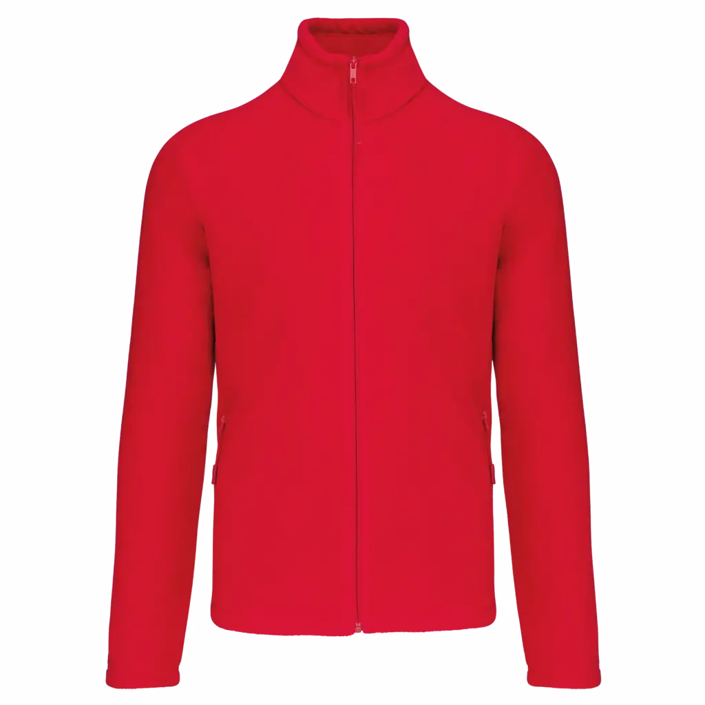 Microfleece met rits en raglanmouwen heren, red — productfoto 11