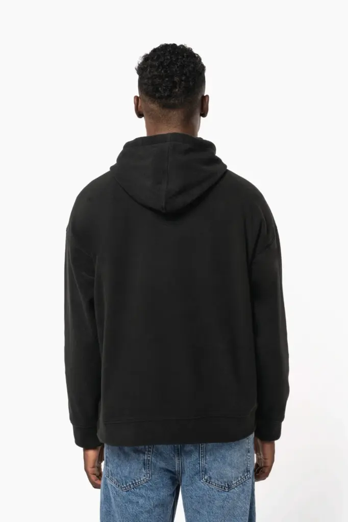 Oversized uniseks sweater met capuchon van gerecycled fleece — productfoto 3