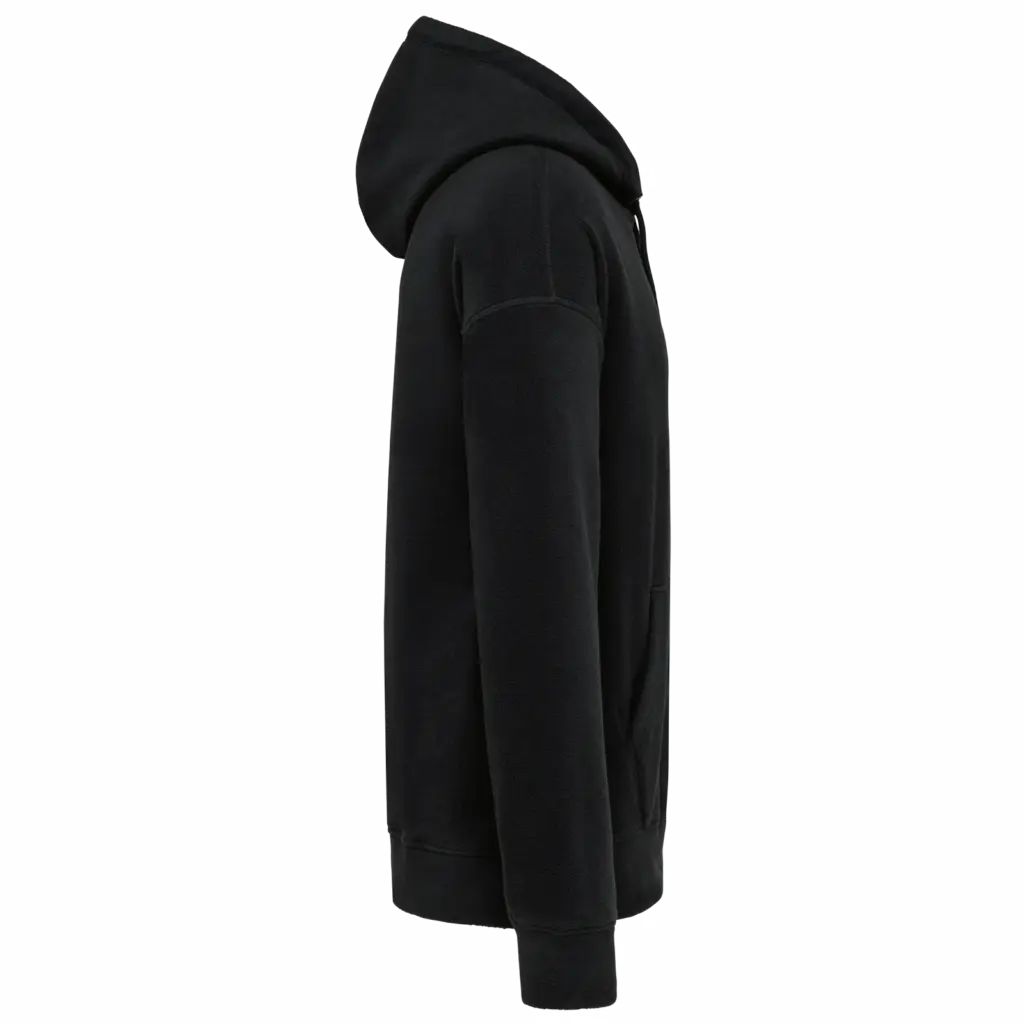 Oversized uniseks sweater met capuchon van gerecycled fleece, black — productfoto 5