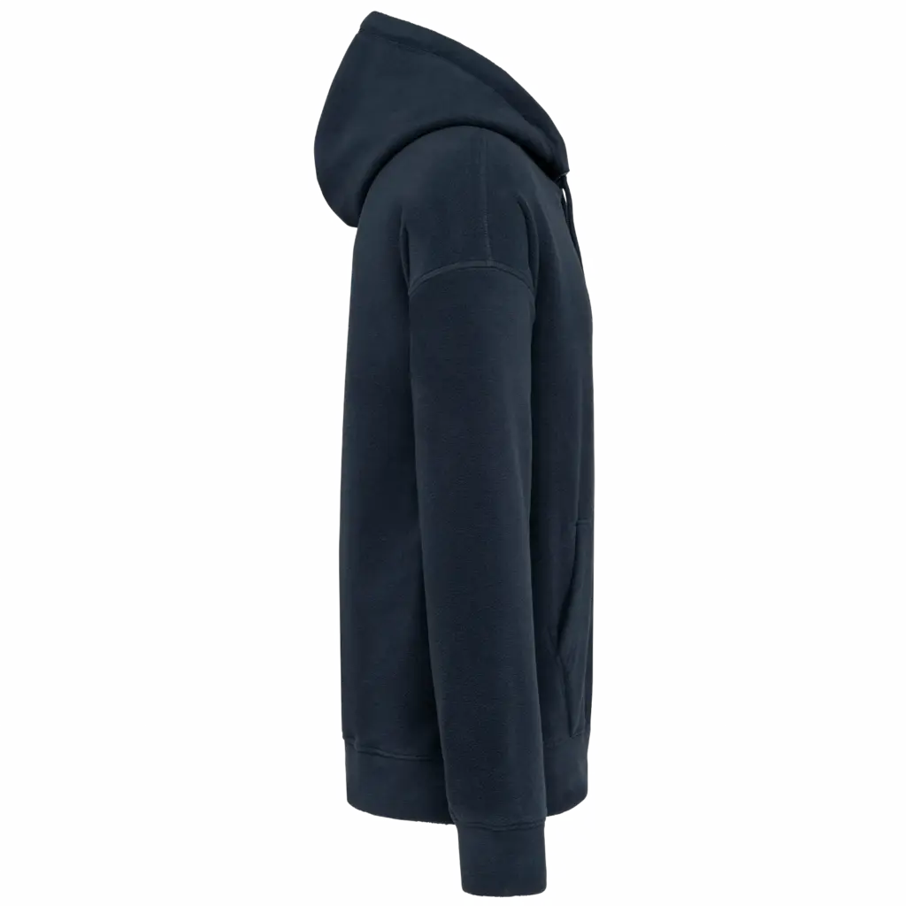 Oversized uniseks sweater met capuchon van gerecycled fleece, navy — productfoto 6