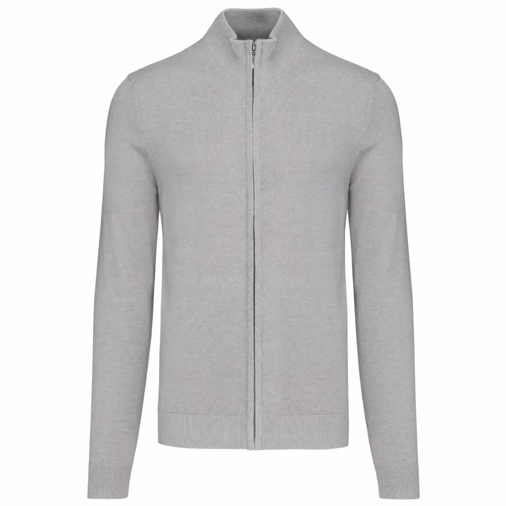 Heren cardigan met rits, grey melange — productfoto 8