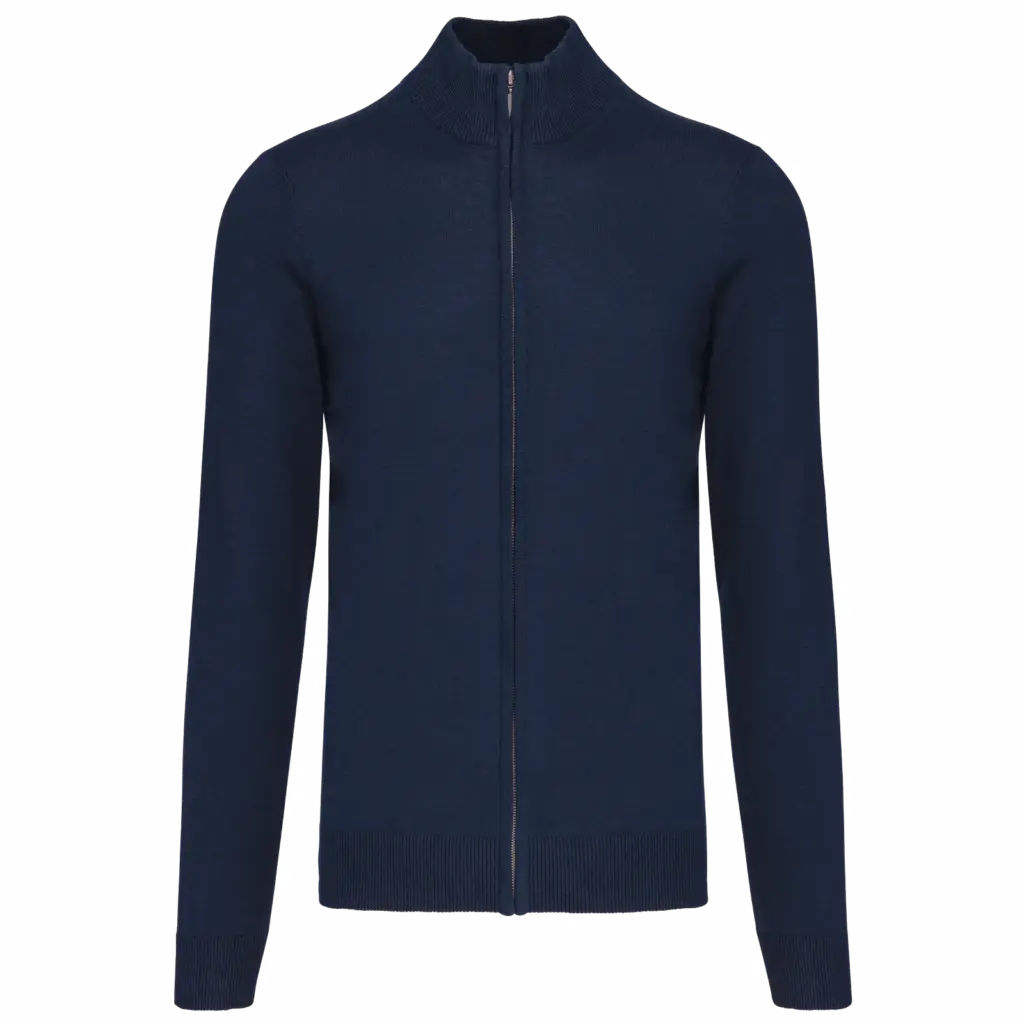 Heren cardigan met rits, navy — productfoto 9