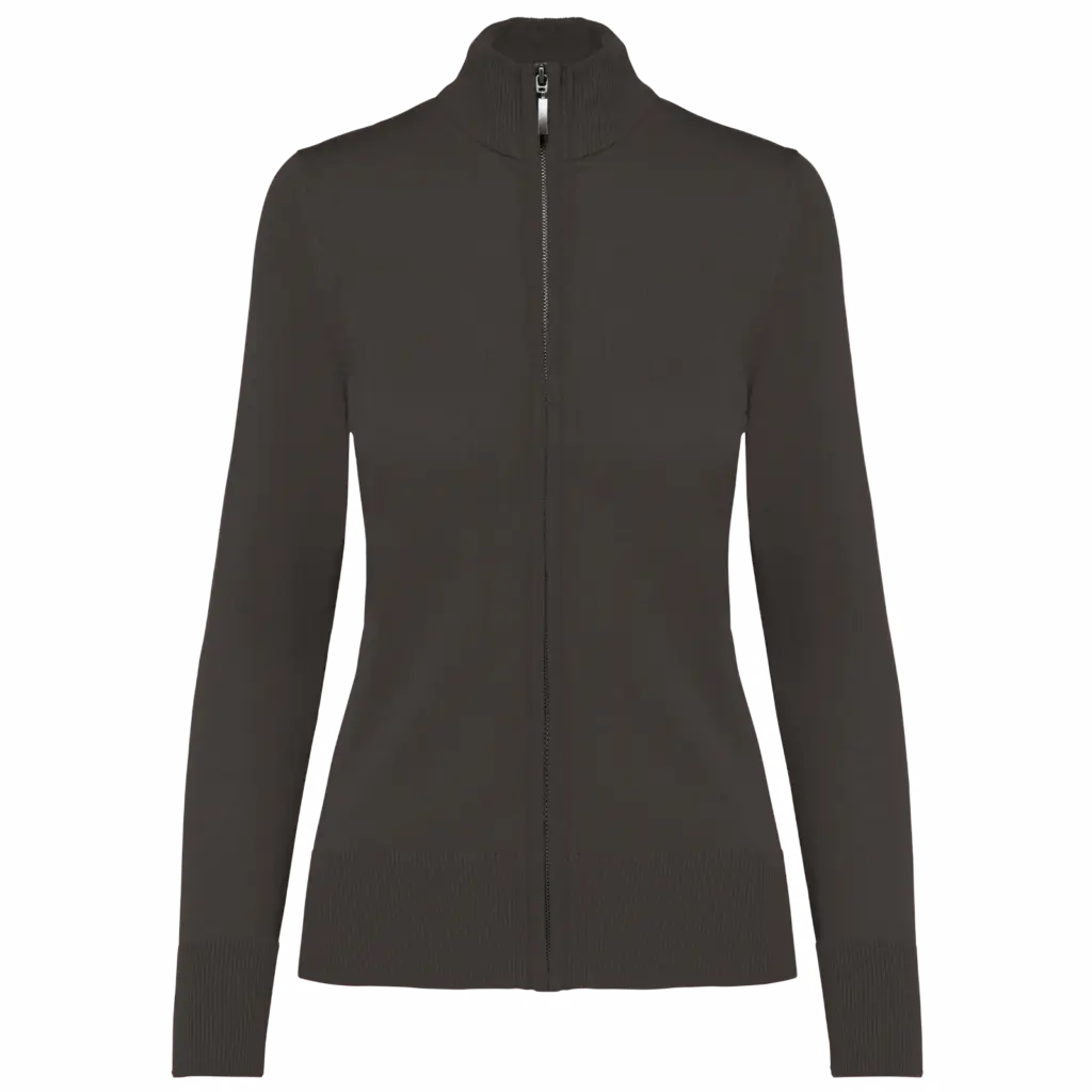 Dames cardigan met rits, dark grey — productfoto 7