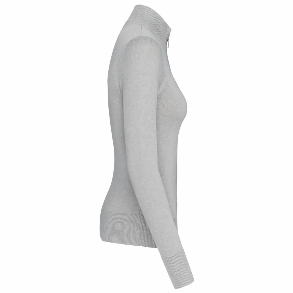 Dames cardigan met rits, grey melange — productfoto 7