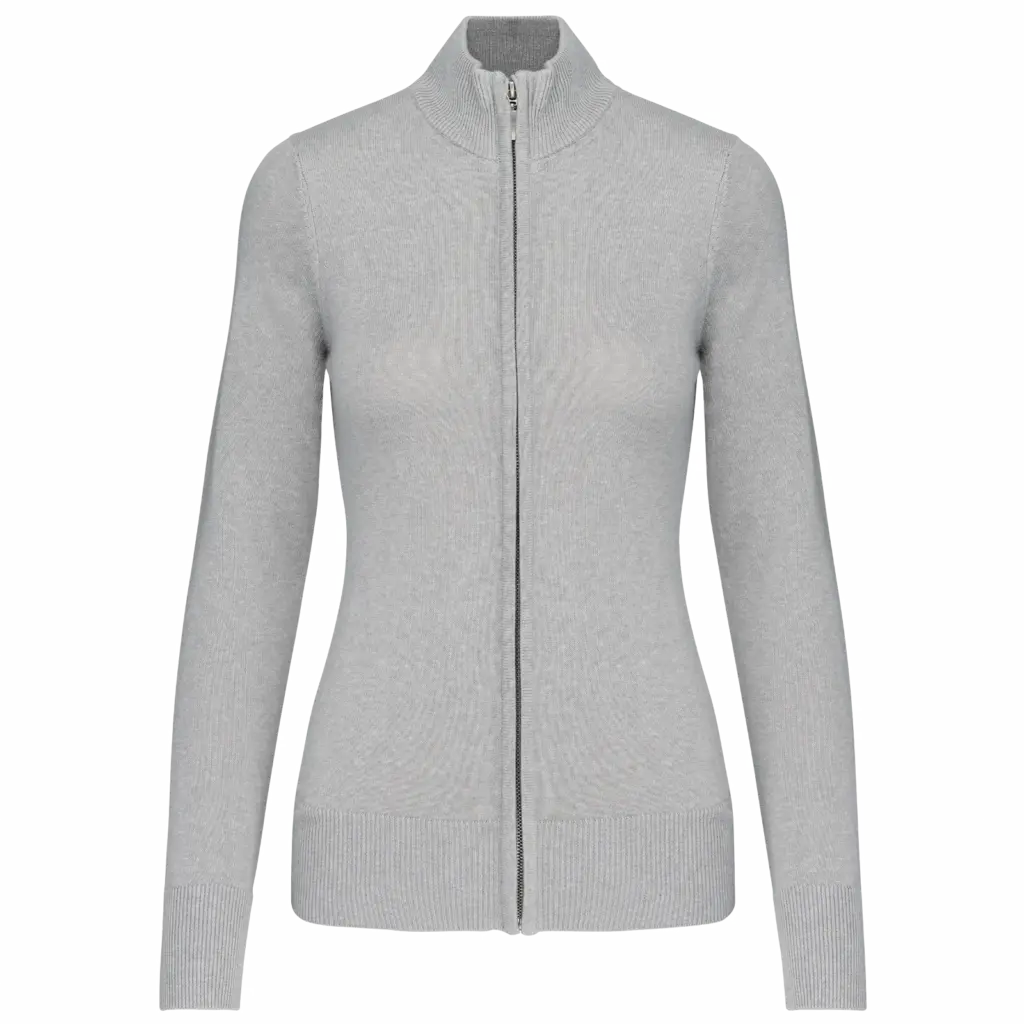 Dames cardigan met rits, grey melange — productfoto 8