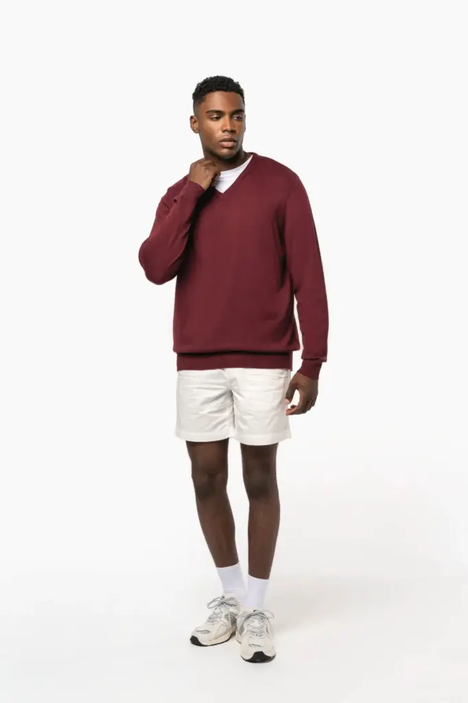 K965-6_2025 - Hidalgo-werbeartikel Heren pullover met v-hals — productfoto 4