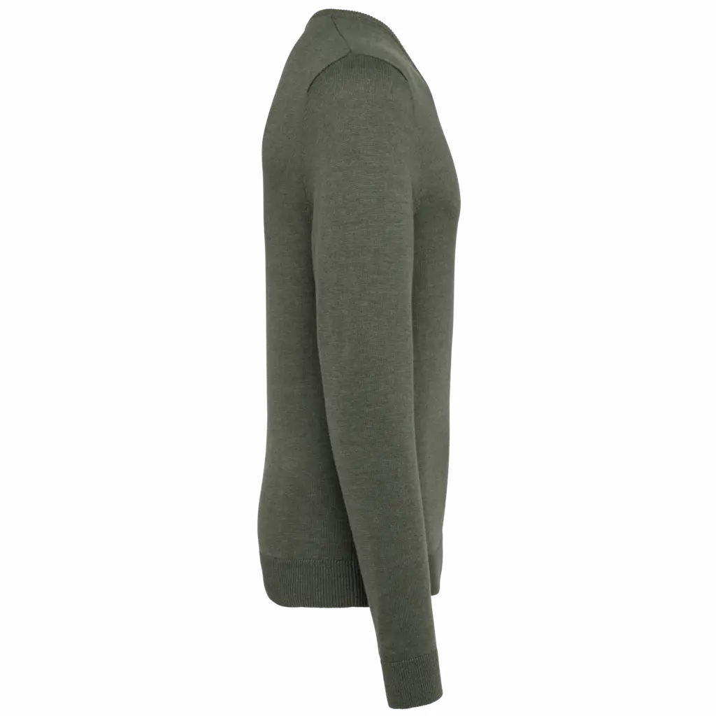 PS_K965-S_GREENMARBLEHEATHER - Hidalgo-werbeartikel Heren pullover met v-hals, green marble heather — productfoto 10