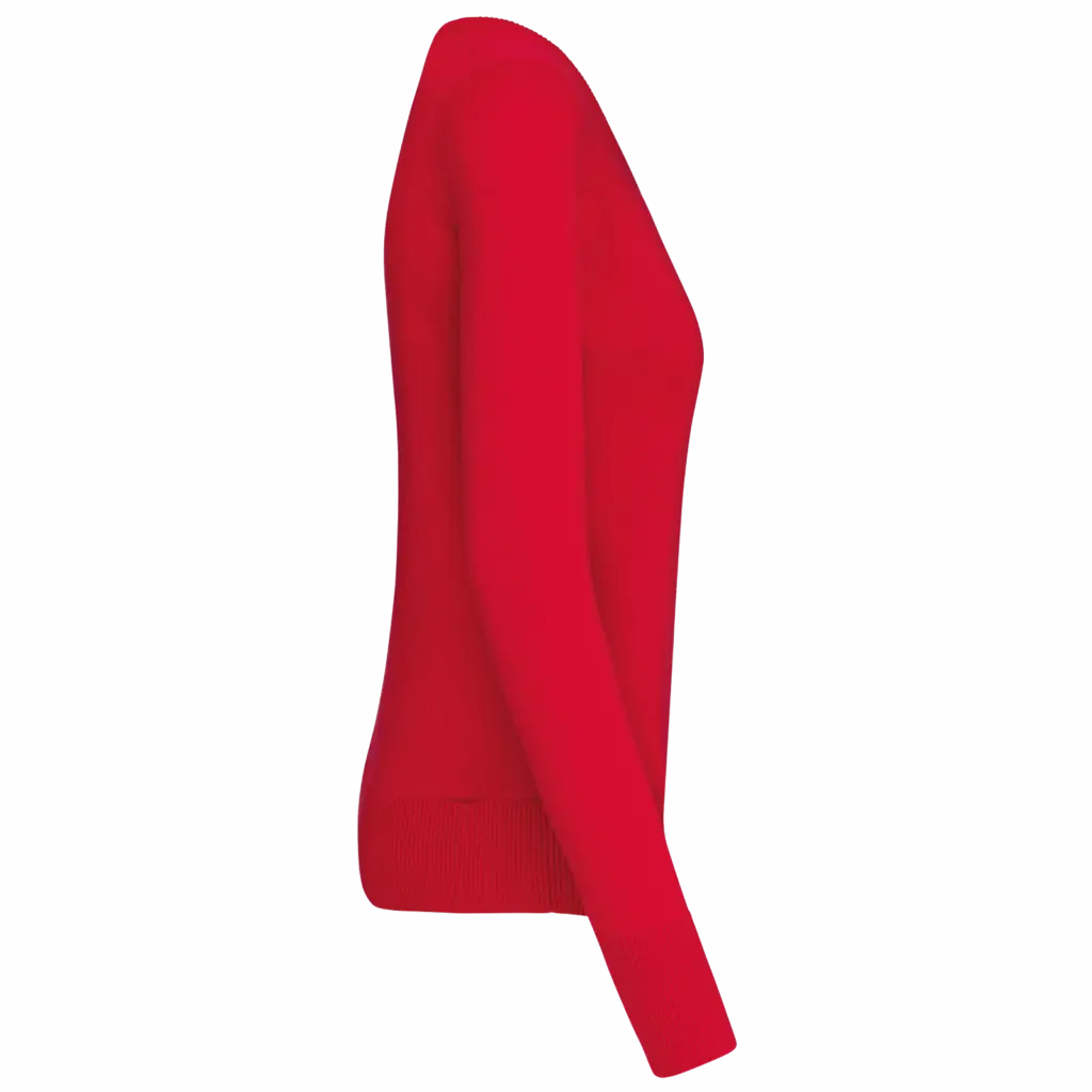 PS_K966-S_RED - Hidalgo-werbeartikel Dames pullover met v-hals — productfoto 14