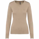 Dames pullover met v-hals, beige heather — productfoto 6