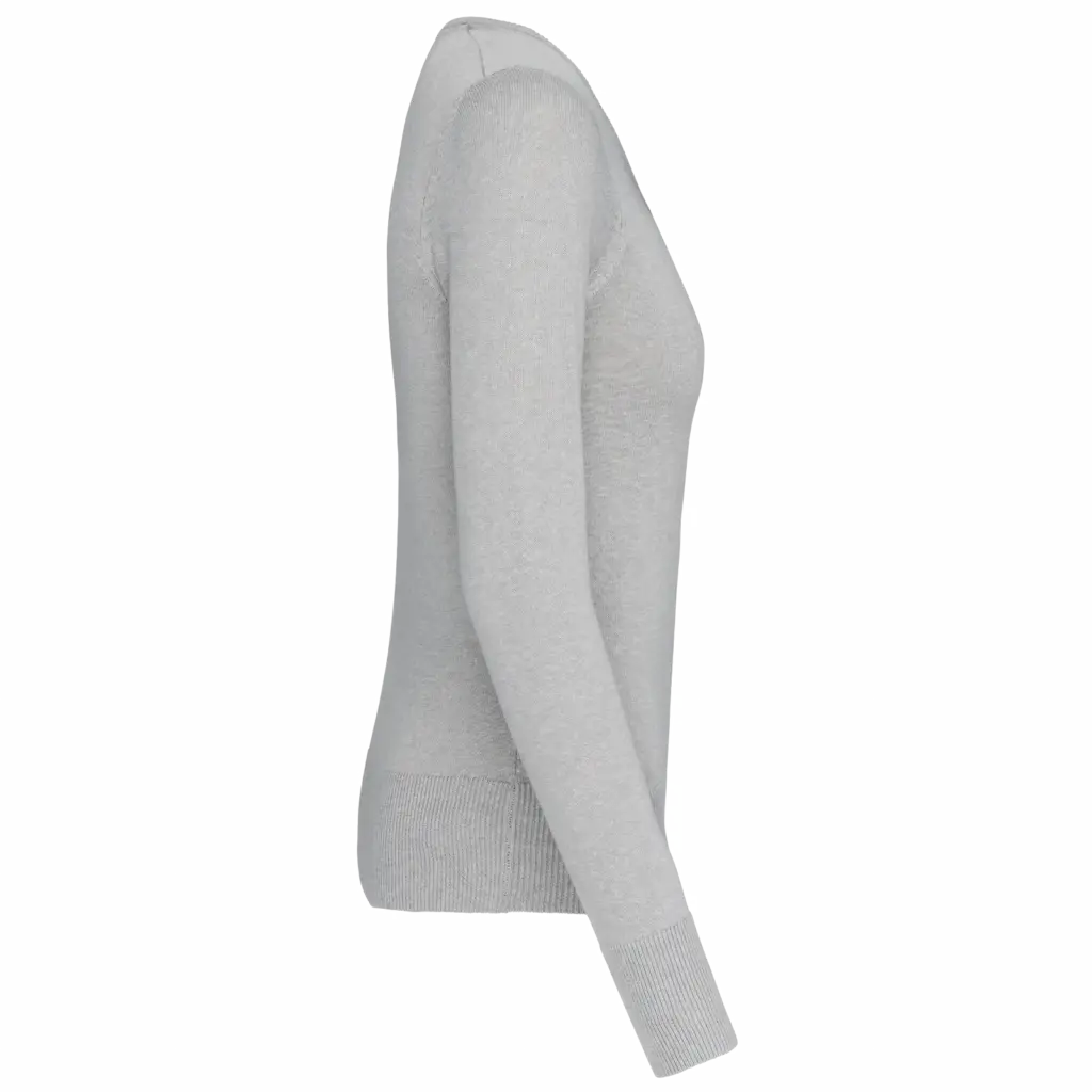 PS_K966-S_GREYMELANGE - Hidalgo-werbeartikel Dames pullover met v-hals, grey melange — productfoto 11