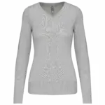 Damen V-Ausschnitt Pullover K966 bedrucken Baumwolle XS-3XL — Produktfoto 12