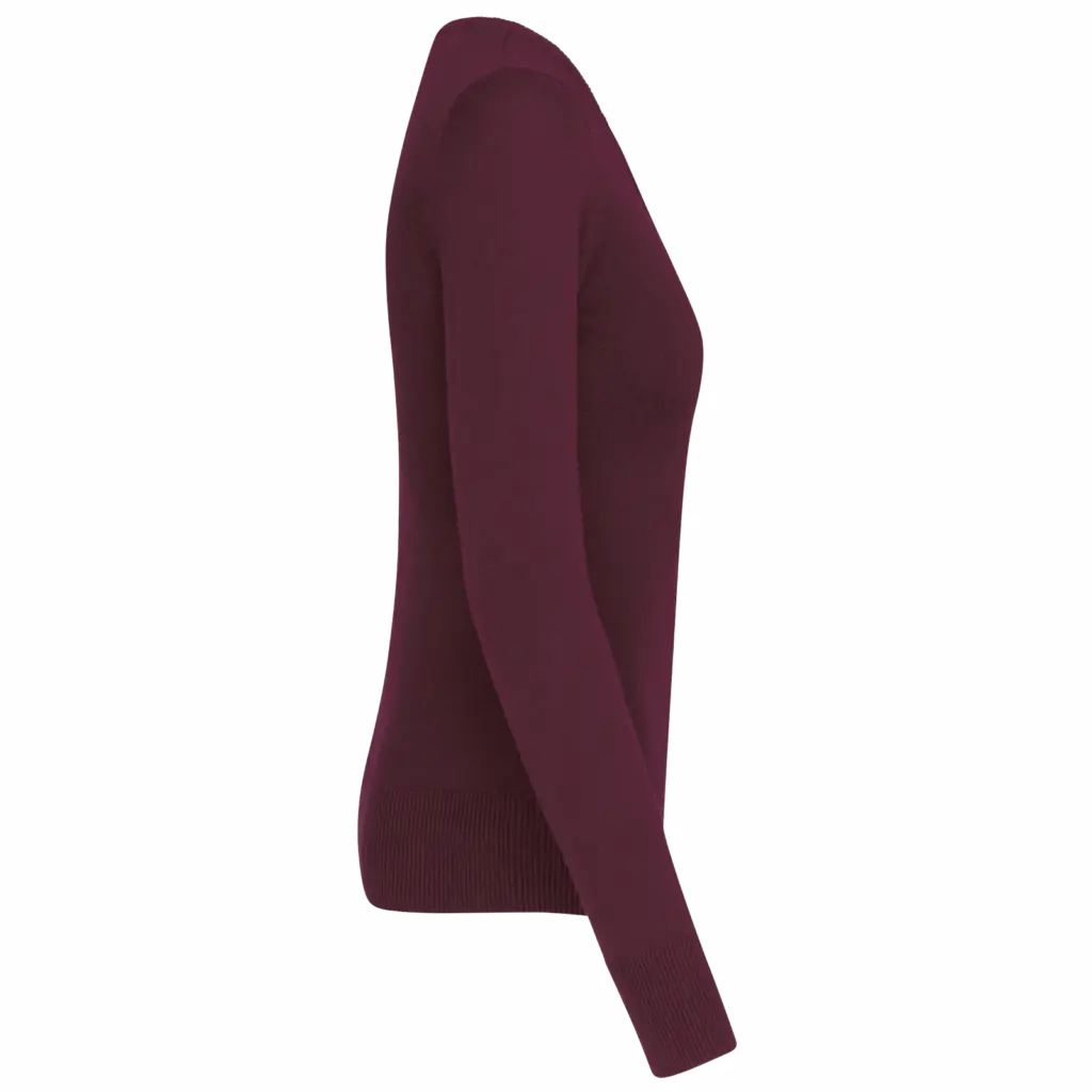 PS_K966-S_WINE - Hidalgo-werbeartikel Dames pullover met v-hals, wine — productfoto 15