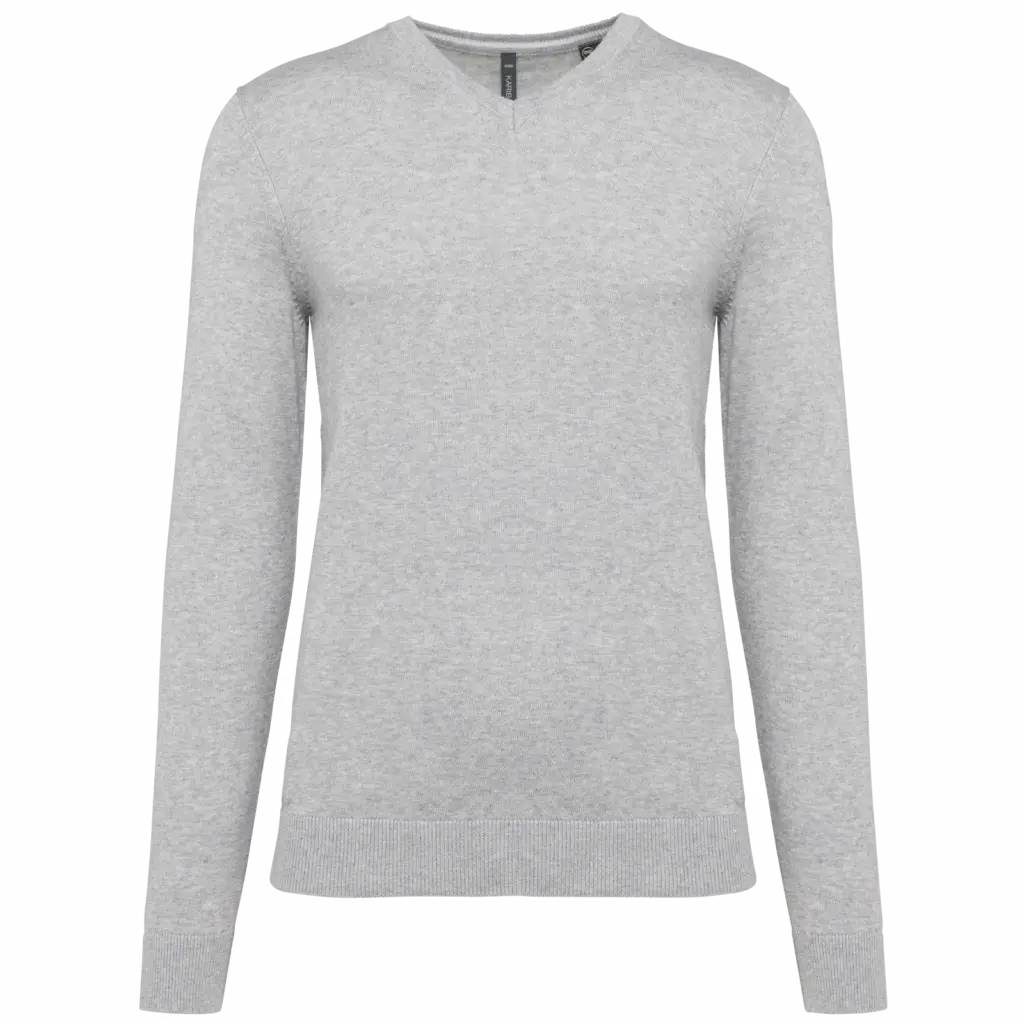Ecologische herentrui met V-hals, light grey heather — productfoto 7