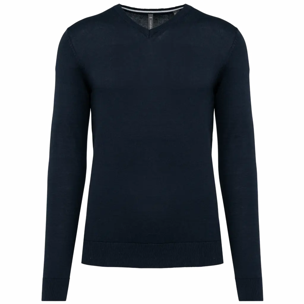 Ecologische herentrui met V-hals, navy — productfoto 8