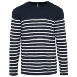 Gestreepte herentrui, striped navy / off white — productfoto 6