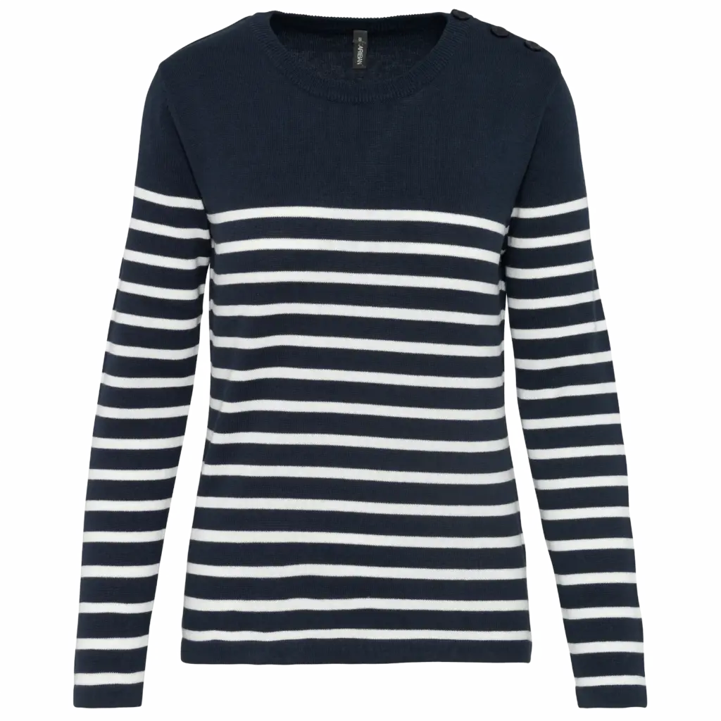 Gestreepte damestrui, striped navy / off white — productfoto 6
