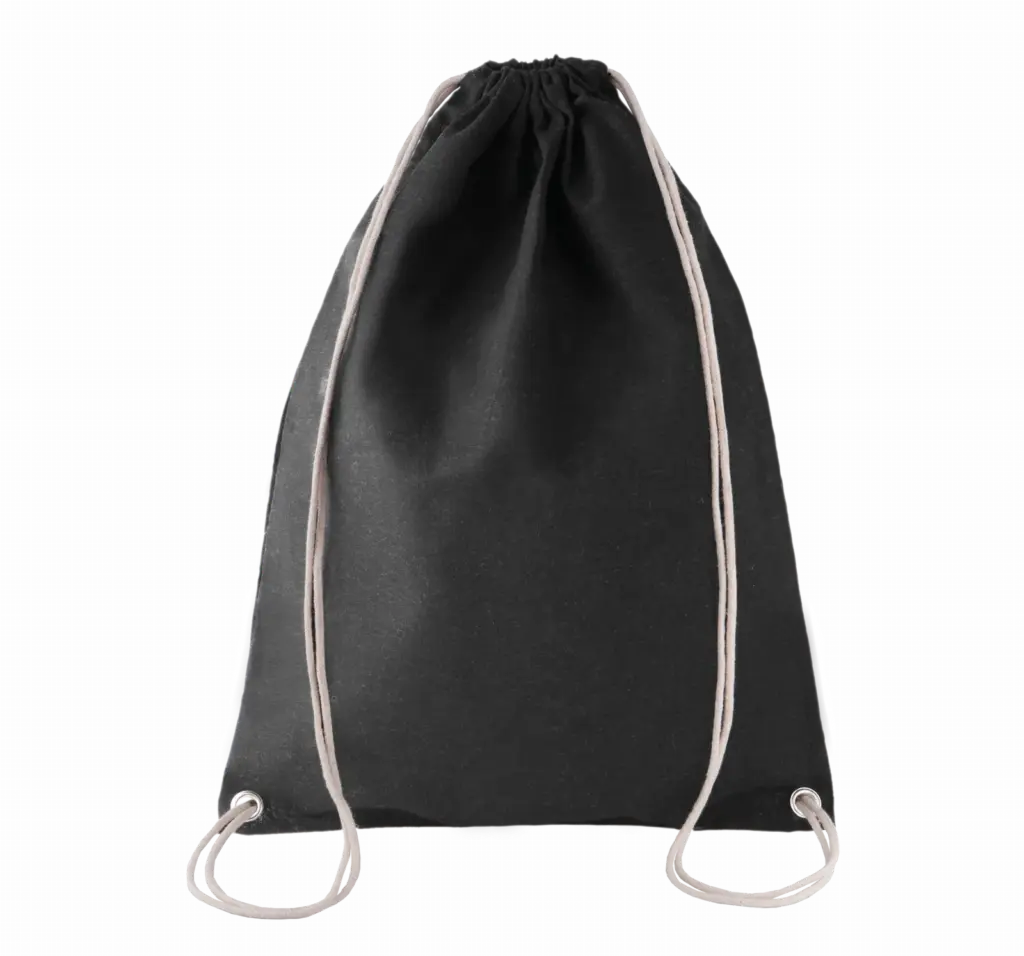 PS_KI0125_BLACK - Hidalgo Katoenen rugzak met koordjes, black — productfoto 2