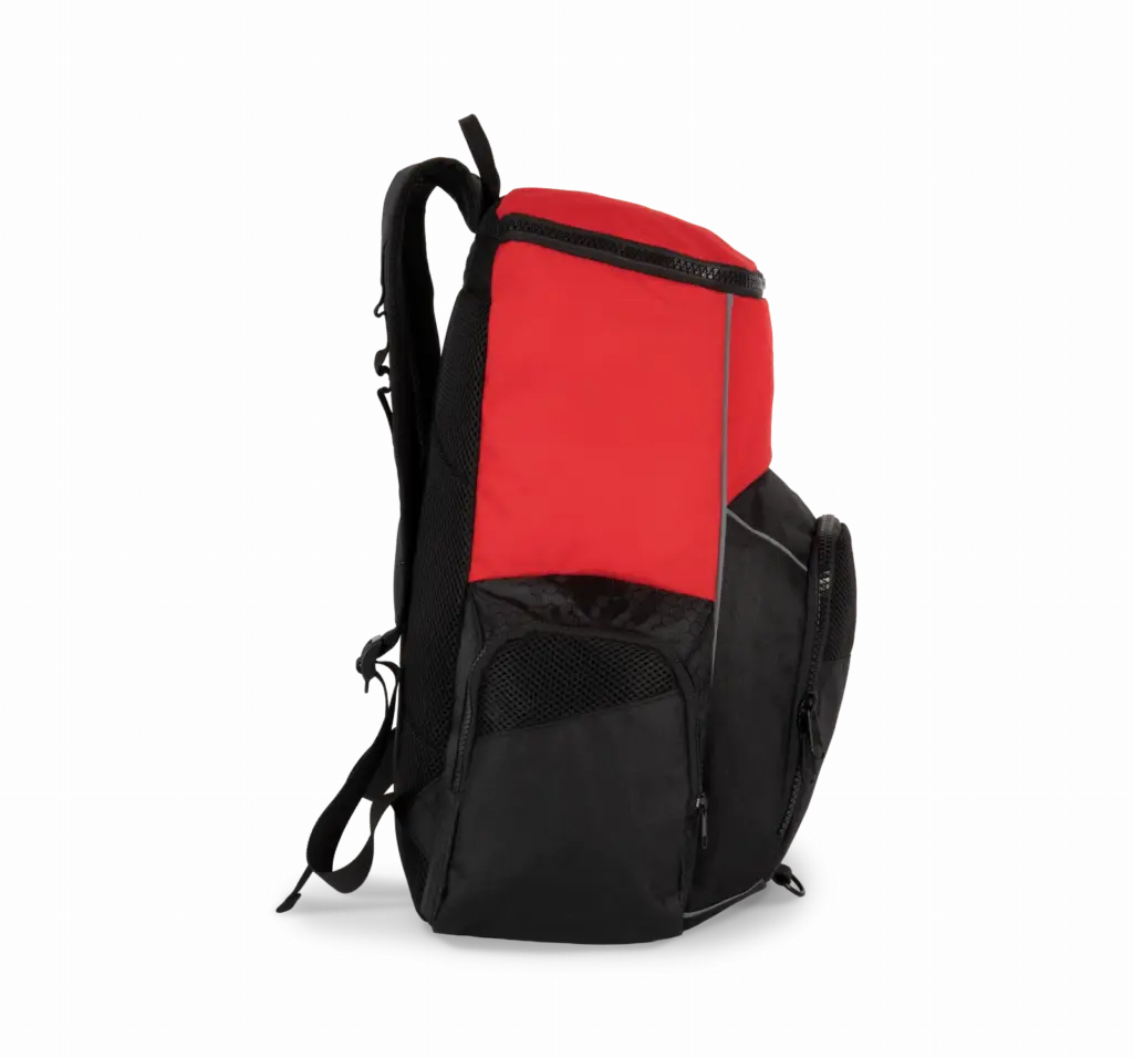 PS_KI0176-S_RED-BLACK - Hidalgo Gerecycleerde en sportrugzak met vak voor spulletjes, red / black — productfoto 8