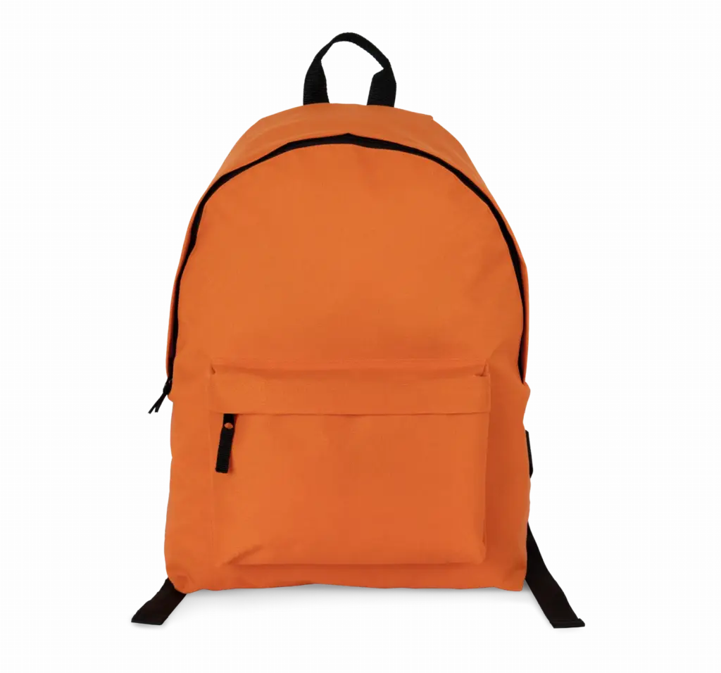 Gerecycleerde casual rugzak met zak op de voorkant, orange zest — productfoto 4