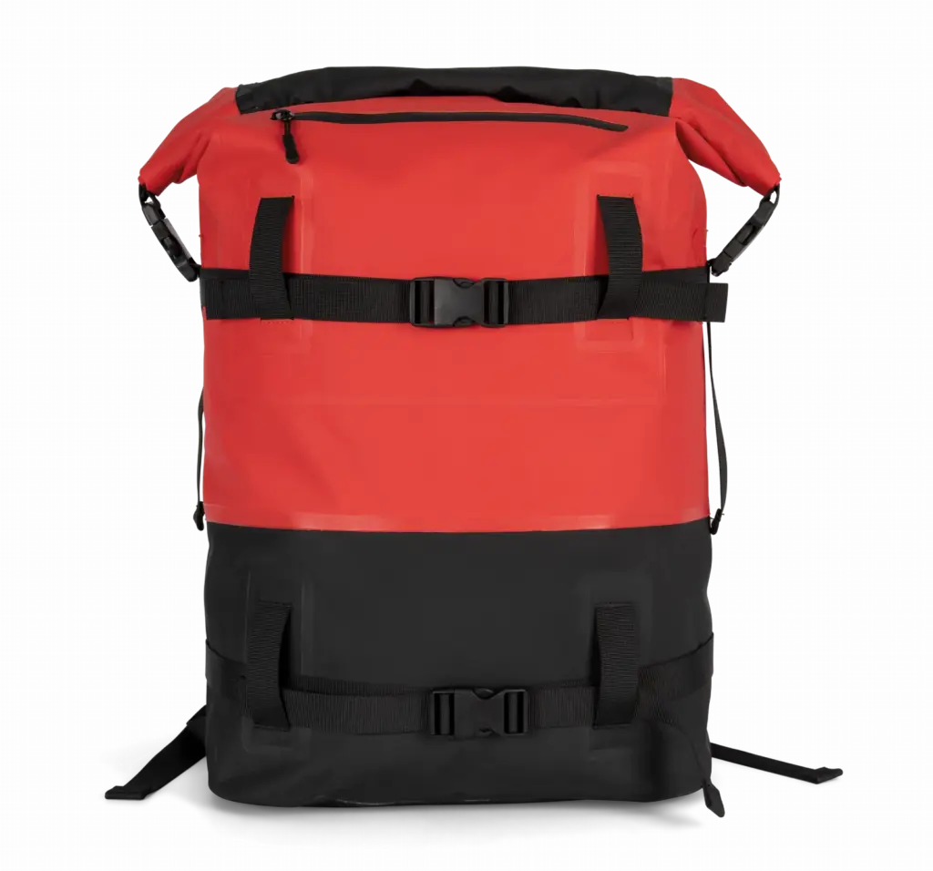 Waterdichte rugzak met drukriemen, red / black — productfoto 7
