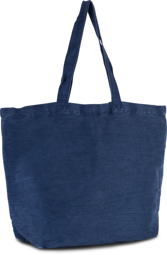 Grote tas van jute/katoen met binnenvoering, washed midnight blue — productfoto 3