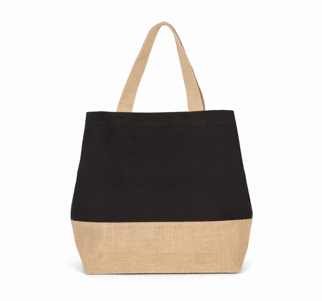 PS_KI0235_BLACK-NATURAL - Katoenendraagtassen Shopper van jute- & katoencanvas, black / natural — productfoto 14