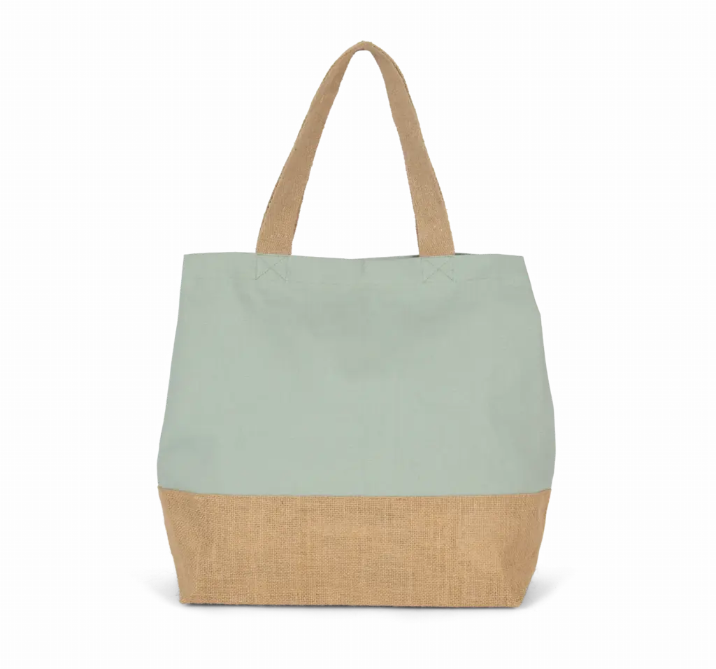 PS_KI0235_SAGE-NATURAL - Katoenendraagtassen Shopper van jute- & katoencanvas, sage / natural — productfoto 19