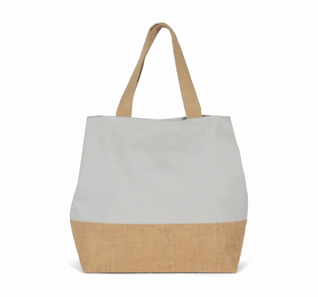 PS_KI0235_SNOWGREY-NATURAL - Katoenendraagtassen Shopper van jute- & katoencanvas, snow grey / natural — productfoto 20