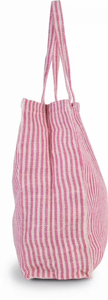 Gestreepte shopper van juco, magenta / natural — productfoto 6