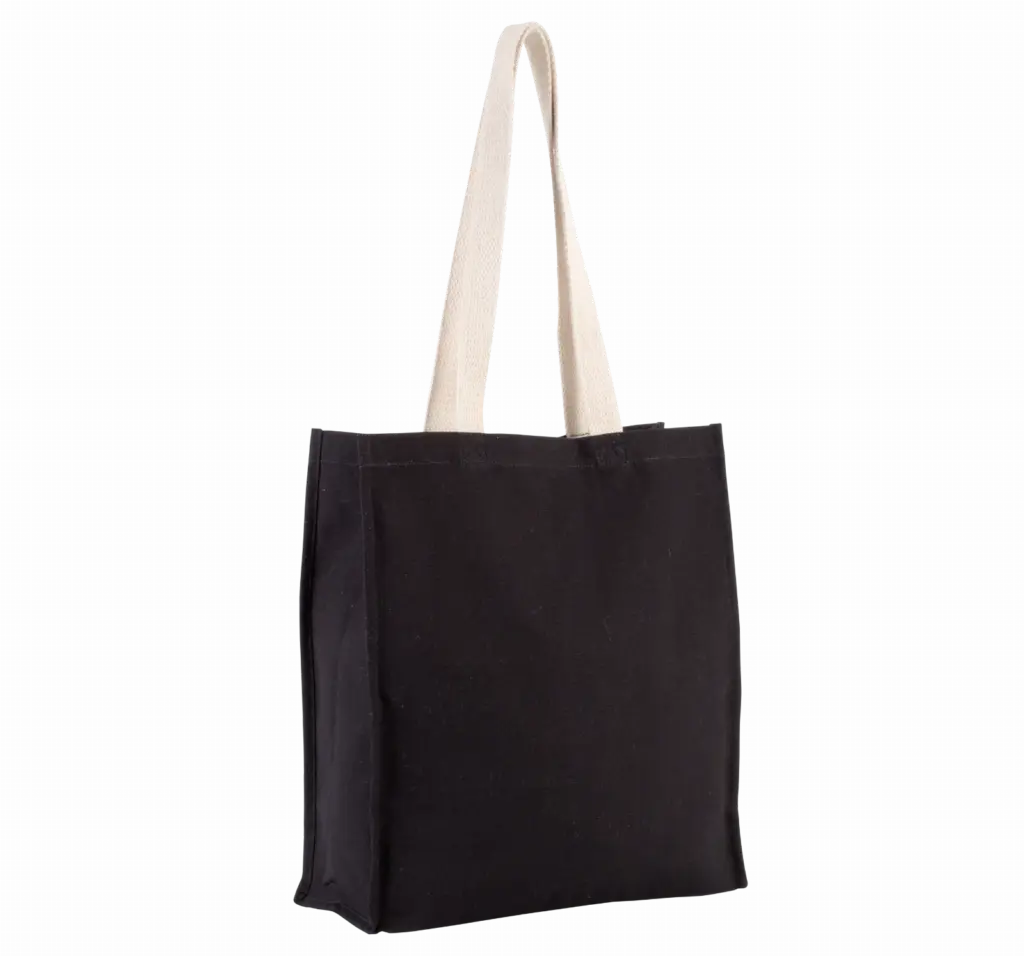 PS_KI0251_BLACK - Katoenendraagtassen Shopper met plooi, black — productfoto 2