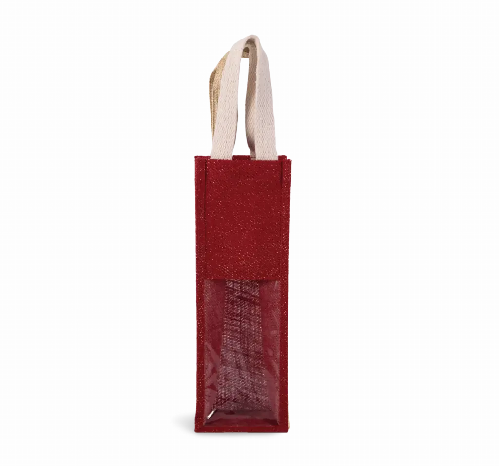 Flessentas van jute, cherry red / gold — productfoto 7