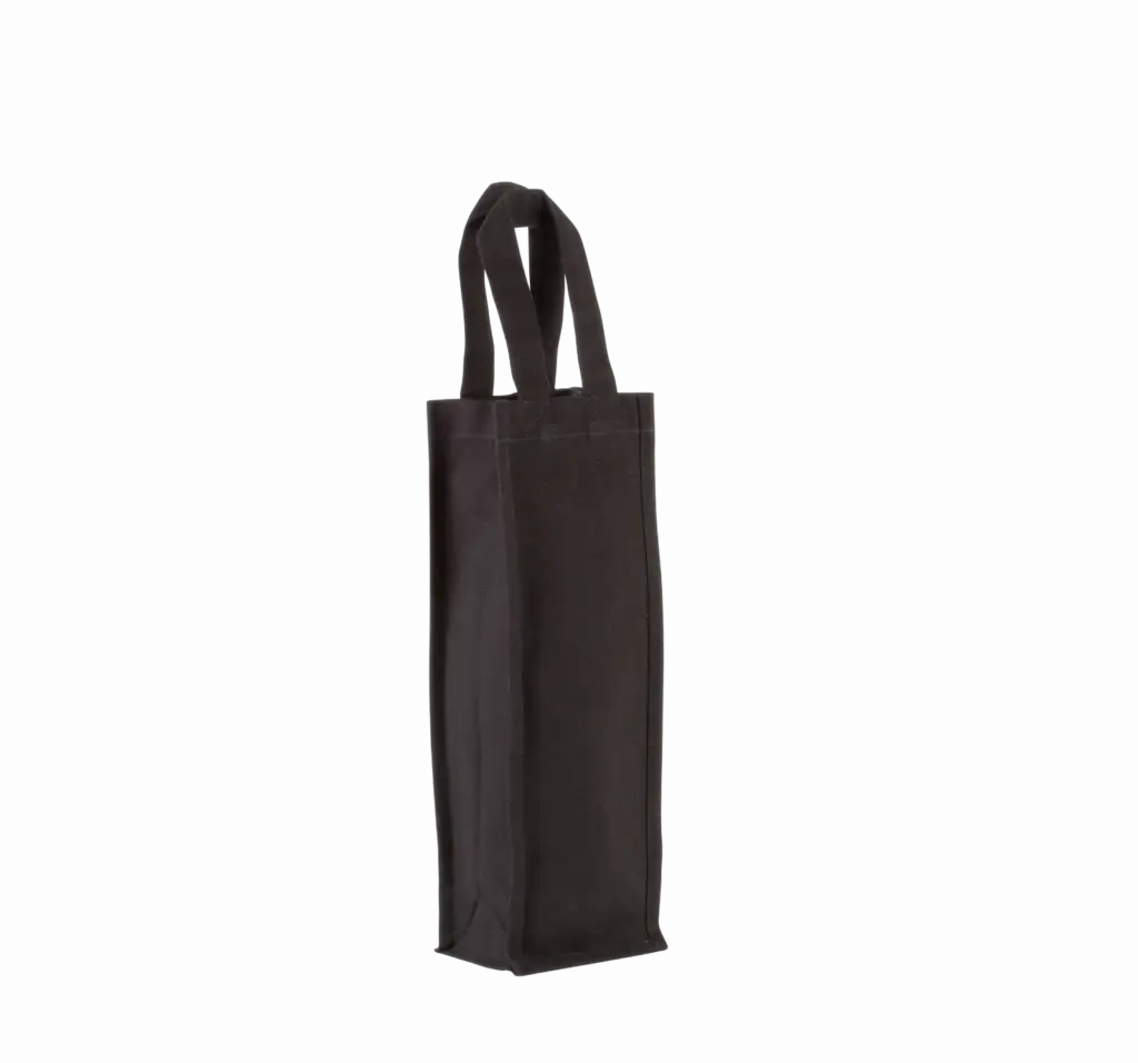 PS_KI0269_BLACK - Katoenendraagtassen Flessentas van canvaskatoen, black — productfoto 2