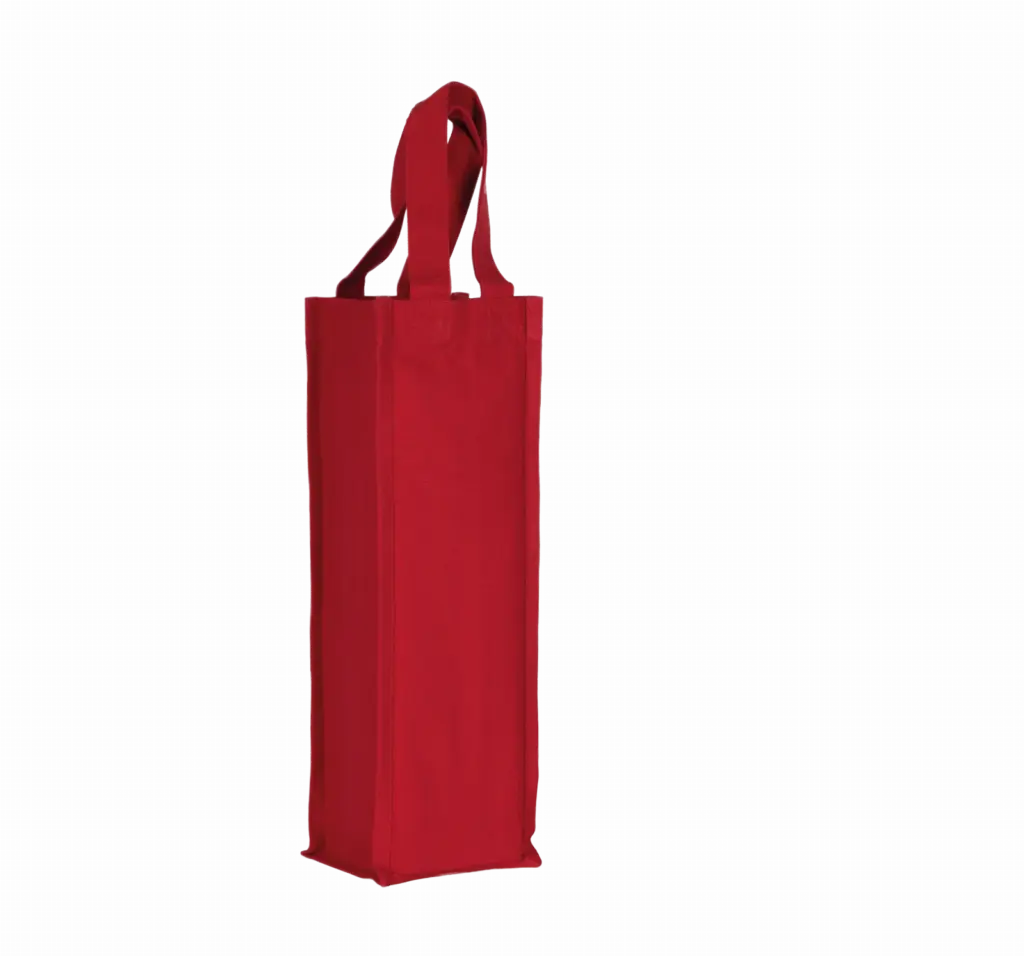 PS_KI0269-FS_CHERRYRED - Katoenendraagtassen Flessentas van canvaskatoen, cherry red — productfoto 3