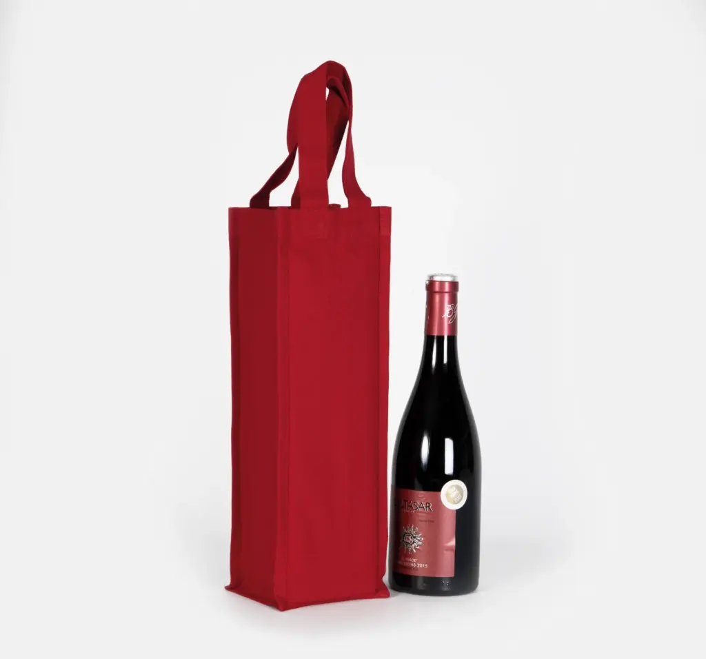 PS_KI0269-4_CHERRYRED - Katoenendraagtassen Flessentas van canvaskatoen, cherry red — productfoto 5