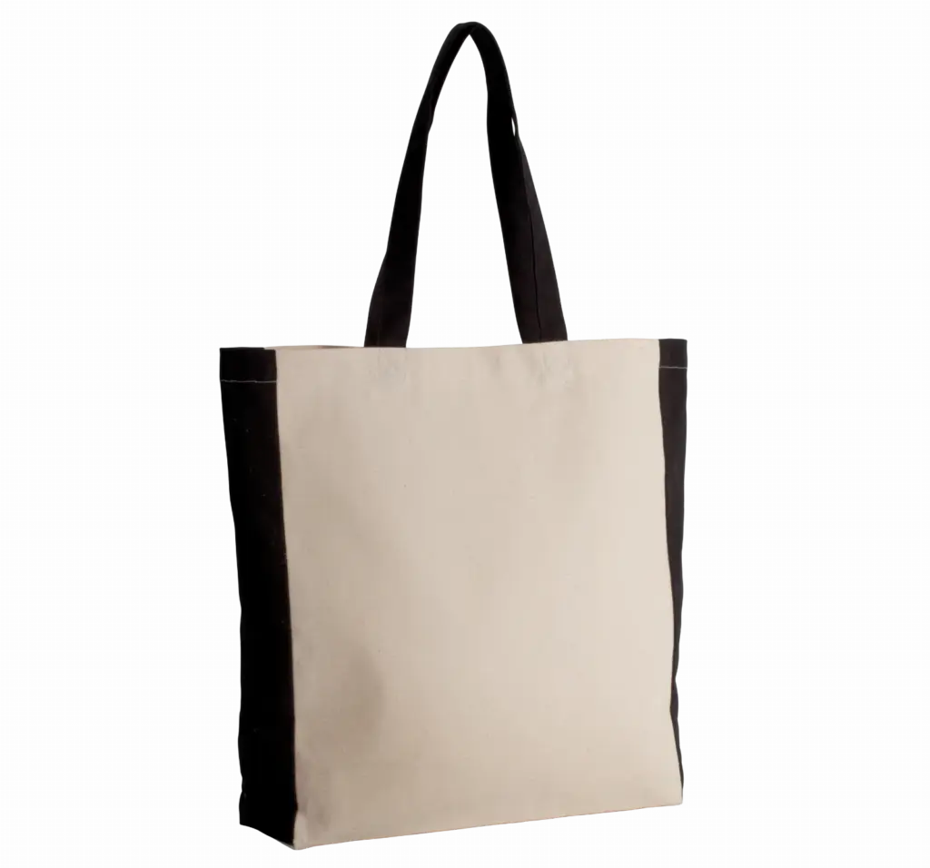 PS_KI0275_NATURAL-BLACK - Katoenendraagtassen Tweekleurige shopper, natural / black — productfoto 2